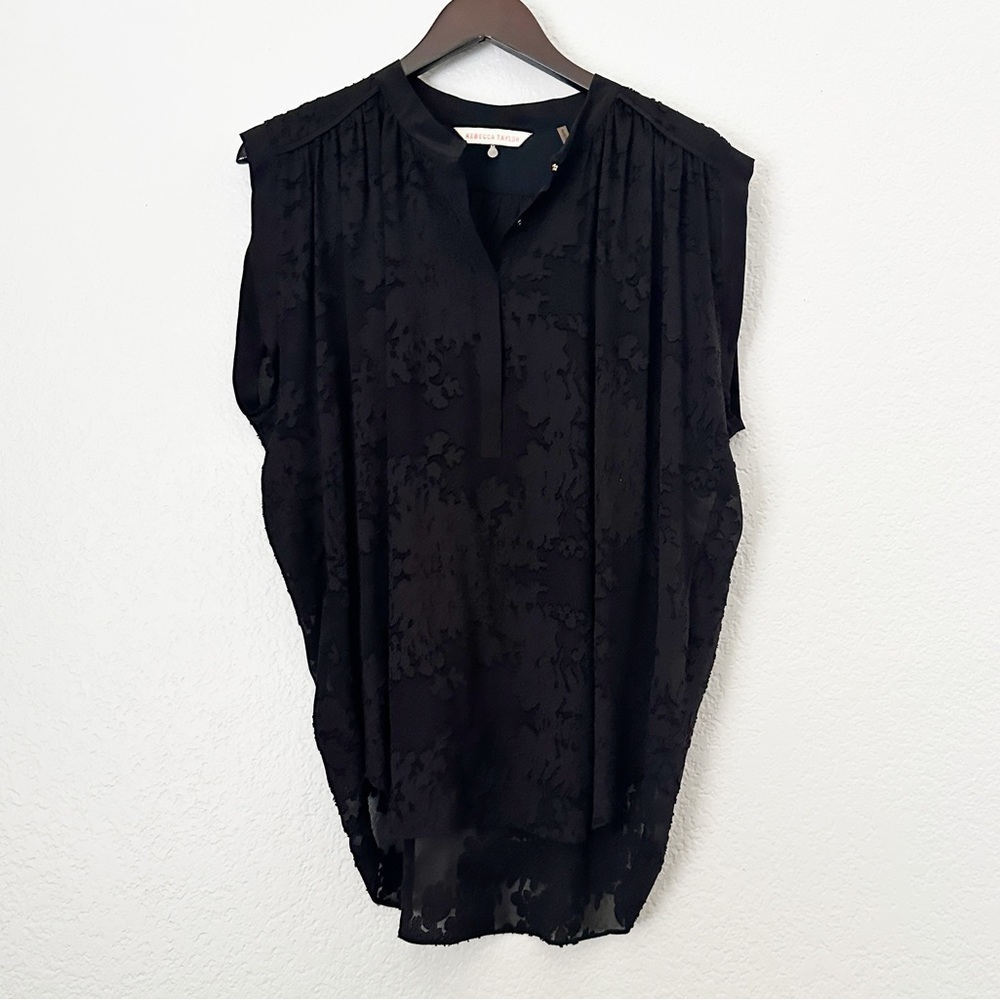 REBECCA TAYLOR Sleeveless Embroidered Silk Blend Blouse 8